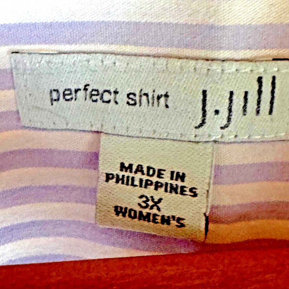 J Jill 'Perfect Shirt' Long Sleeve Button Down Purple White Striped Top Sz 3X - Picture 9 of 10